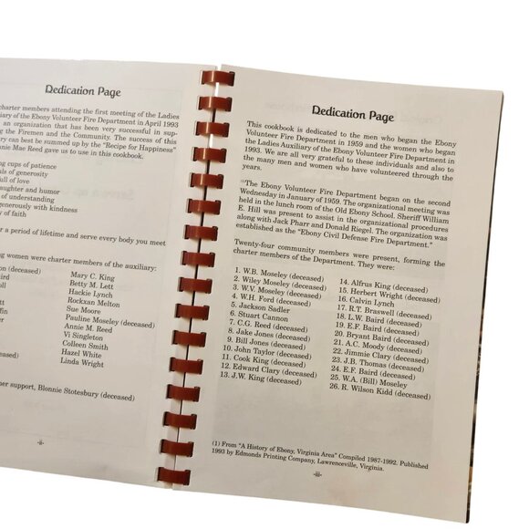 Ebony Virginia Cookbook Ladies Auxiliary Volunteer Fire Department 2005 Vintage - Picture 3 of 14